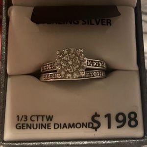 Sterling silver wedding band set. Size 7